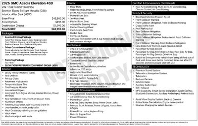 2026 GMC Acadia Elevation