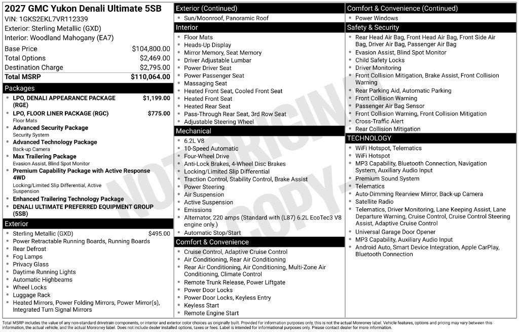 2027 GMC Yukon Denali Ultimate