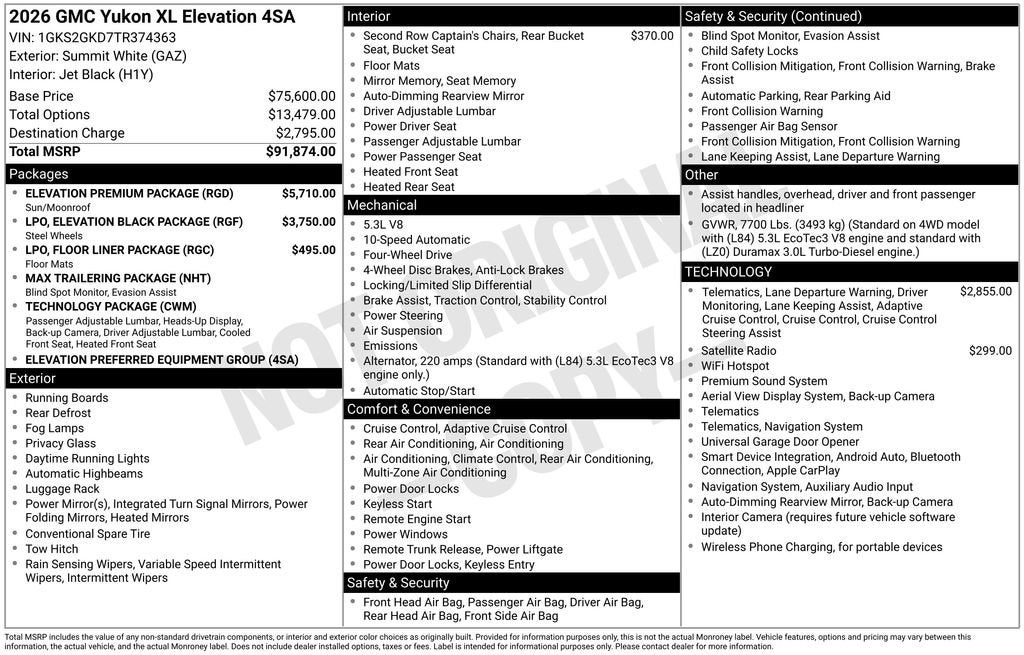 2026 GMC Yukon XL Elevation