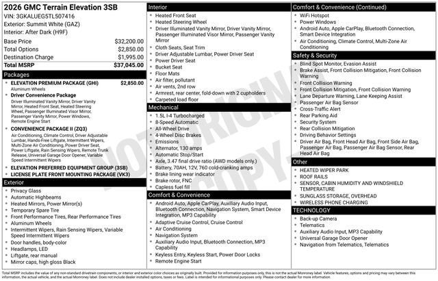 2026 GMC Terrain Elevation