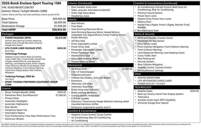 2026 Buick Enclave Sport Touring