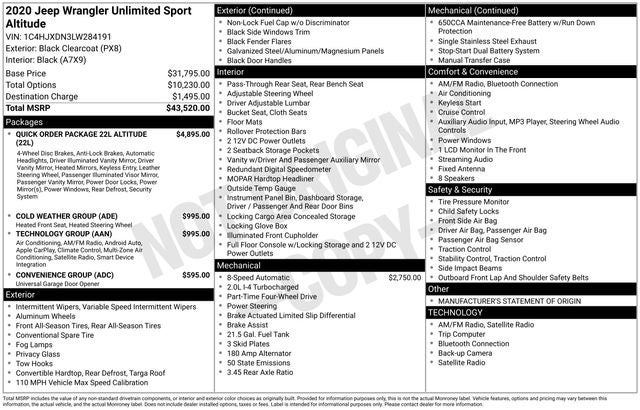 2020 Jeep Wrangler Unlimited Sport Altitude