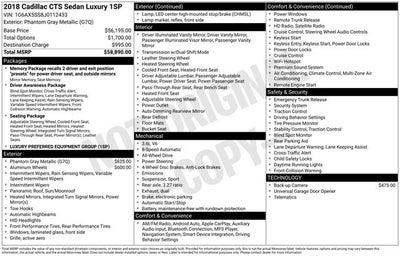 2018 Cadillac CTS Sedan Luxury AWD