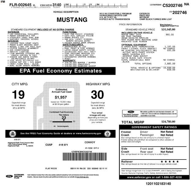 2012 Ford Mustang V6 Premium