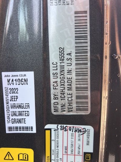 2022 Jeep Wrangler Unlimited Unlimited Sport S