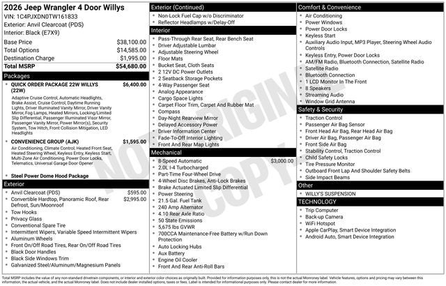 2026 Jeep Wrangler Willys 4 Door 4x4