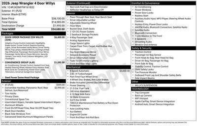 2026 Jeep Wrangler Willys 4 Door 4x4