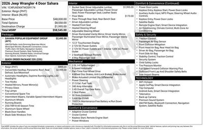 2026 Jeep Wrangler Sahara 4 Door 4x4