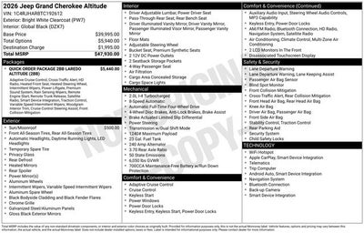 2026 Jeep Grand Cherokee Laredo Altitude 4x4
