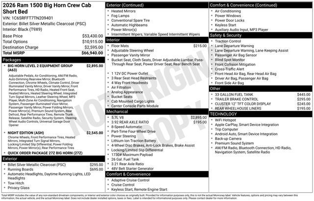 2026 RAM Ram 1500 Big Horn/Lone Star