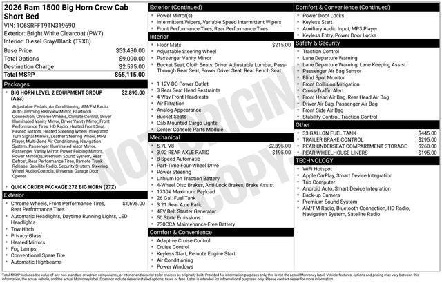 2026 RAM Ram 1500 Big Horn/Lone Star