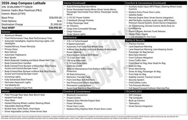 2026 Jeep Compass Latitude Altitude