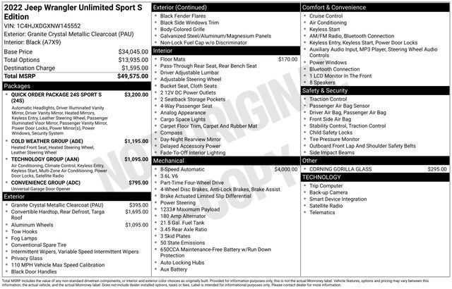 2022 Jeep Wrangler Unlimited Sport S