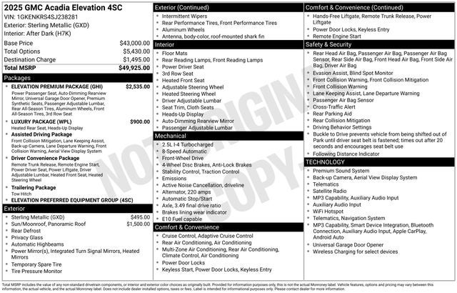 2025 GMC Acadia Elevation