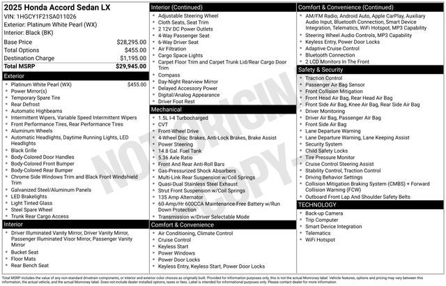 2025 Honda Accord LX
