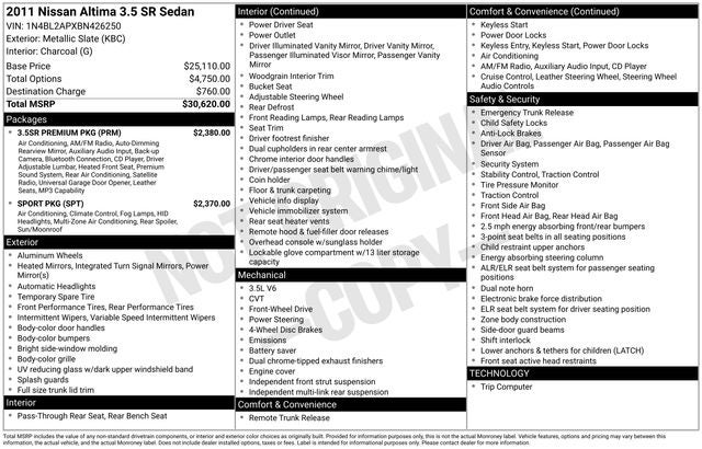 2011 Nissan Altima 3.5 SR