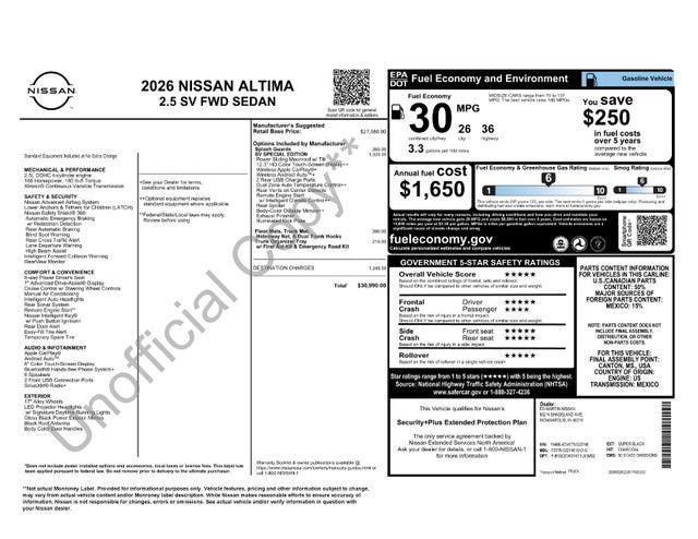 2026 Nissan Altima 2.5 SV