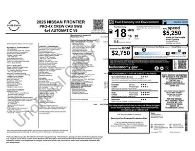 2026 Nissan Frontier PRO-4X with R Package