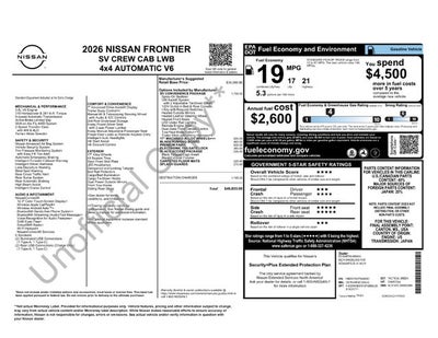 2026 Nissan Frontier SV