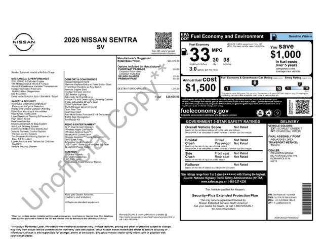 2026 Nissan Sentra SV