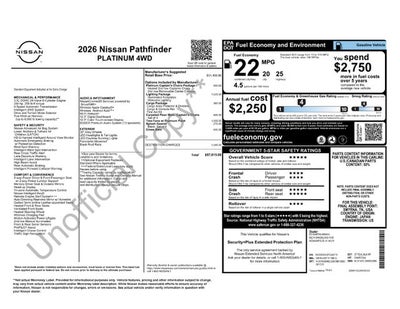 2026 Nissan Pathfinder Platinum