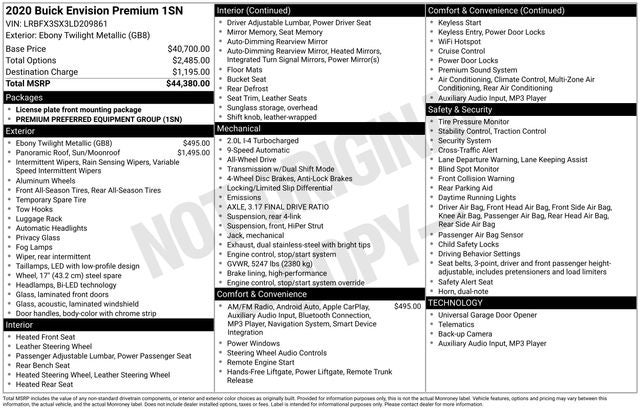 2020 Buick Envision Premium I