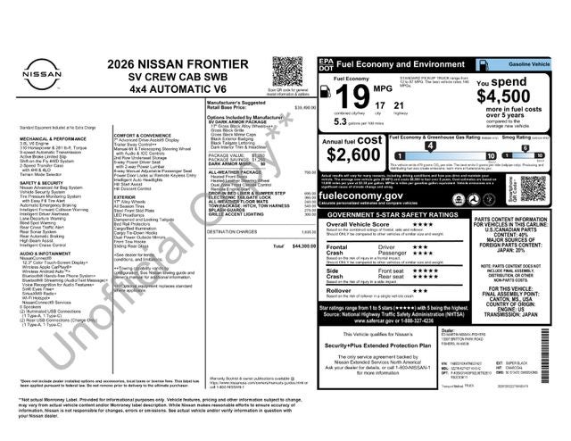 2026 Nissan Frontier SV