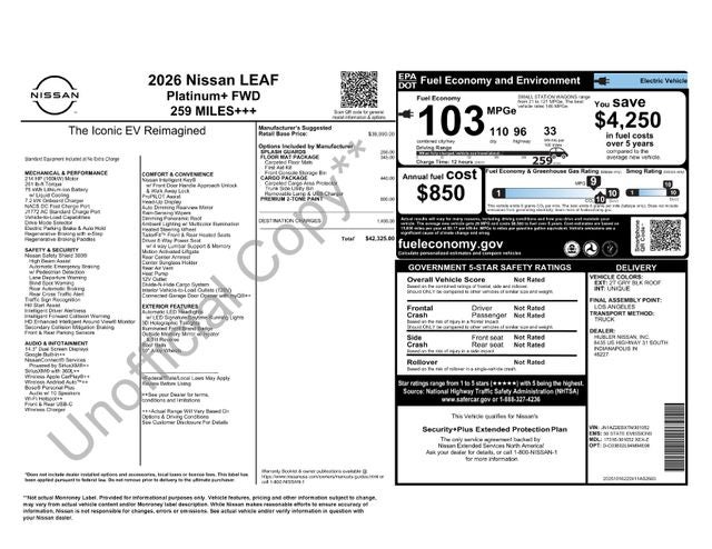 2026 Nissan Leaf PLATINUM+