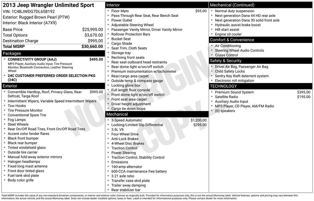 2013 Jeep Wrangler Unlimited Sport