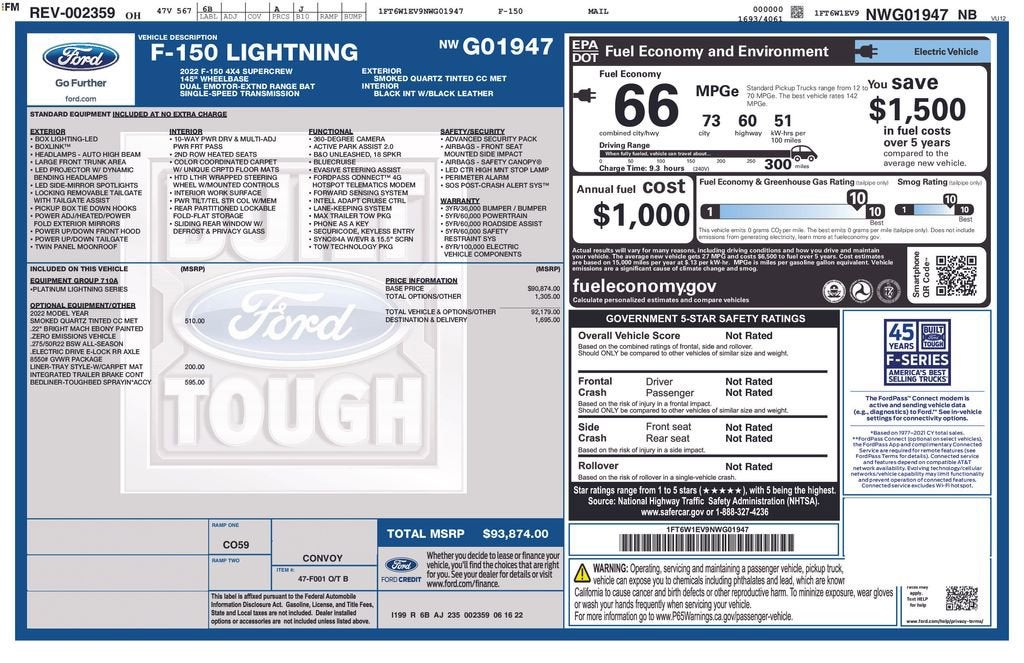 2022 Ford F-150 Lightning Platinum