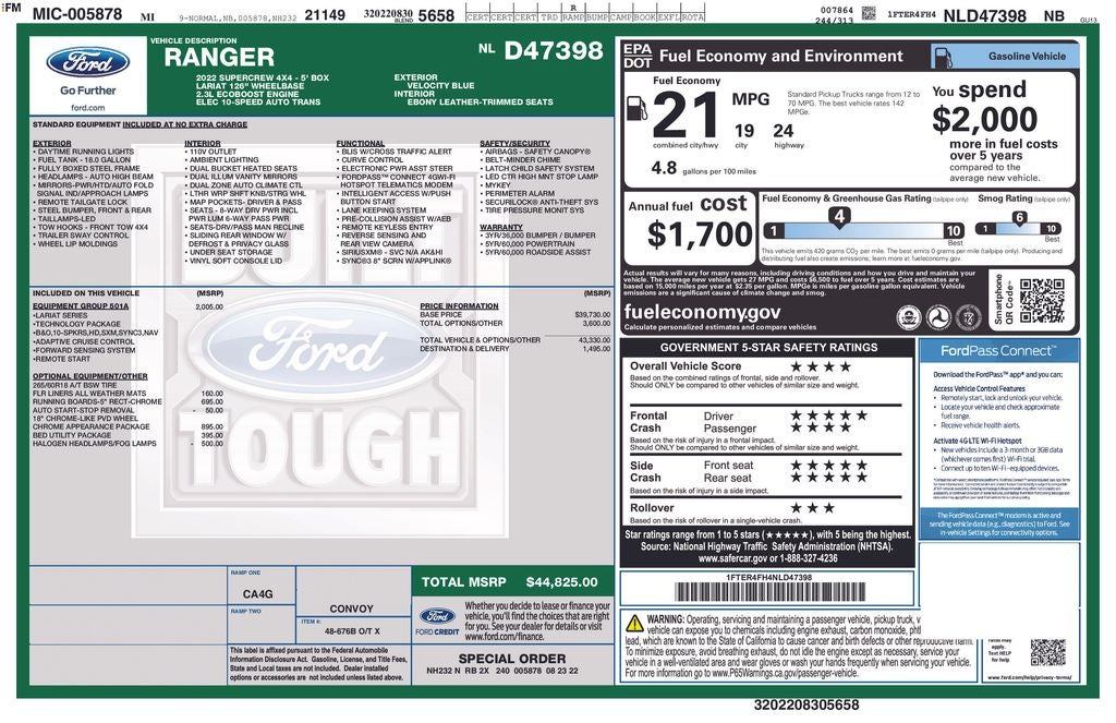 2022 Ford Ranger Lariat