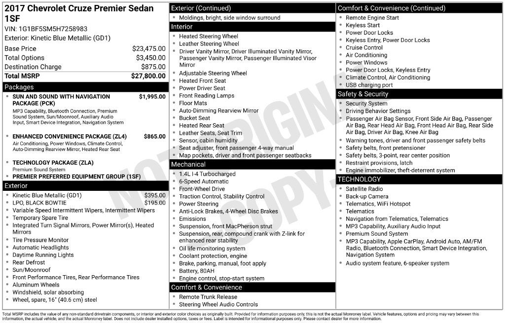 2017 Chevrolet Cruze Premier