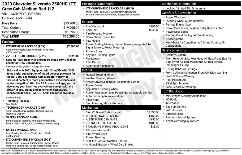 2020 Chevrolet Silverado 2500HD LTZ BLACK WIDOW EDITION