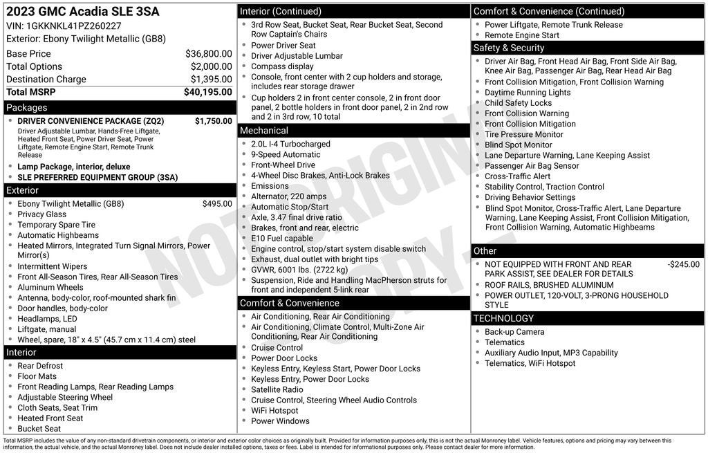 2023 GMC Acadia SLE