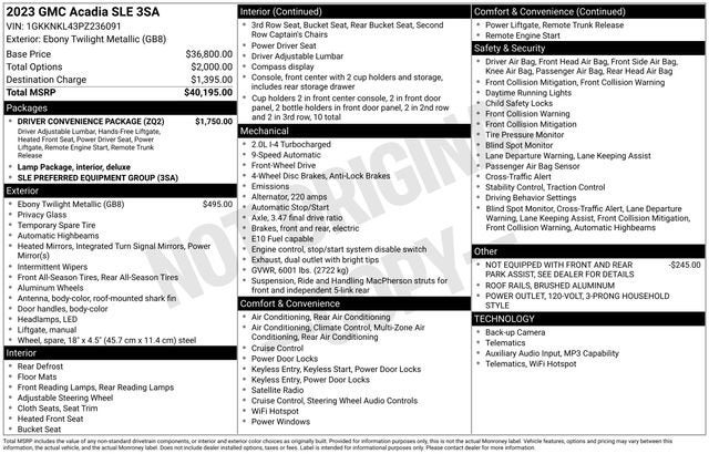 2023 GMC Acadia SLE