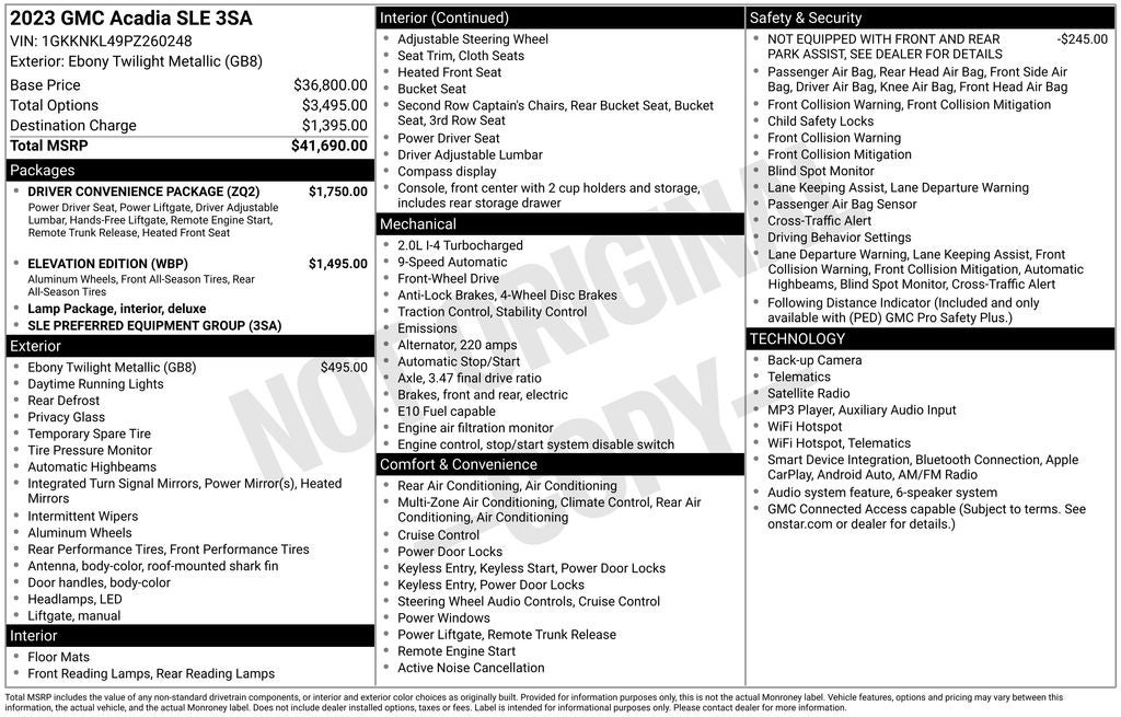 2023 GMC Acadia SLE