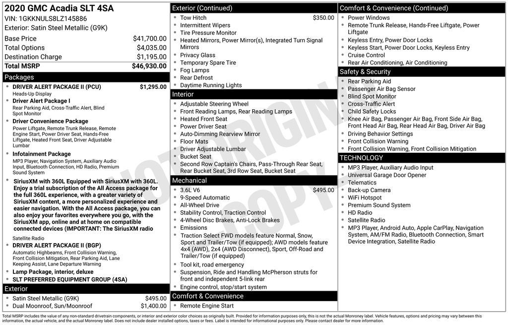 2020 GMC Acadia SLT