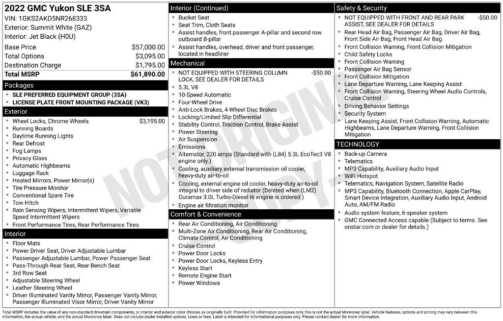 2022 GMC Yukon SLE