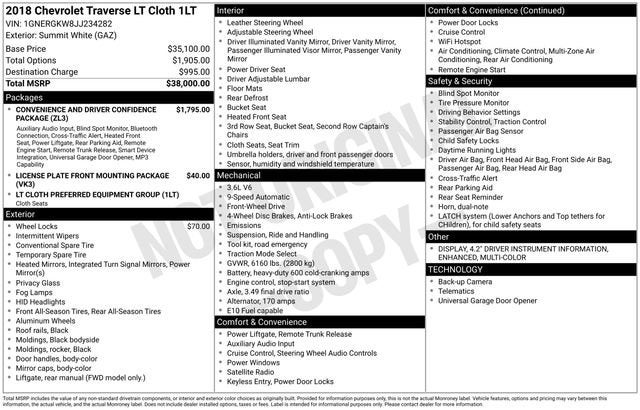 2018 Chevrolet Traverse LT Cloth