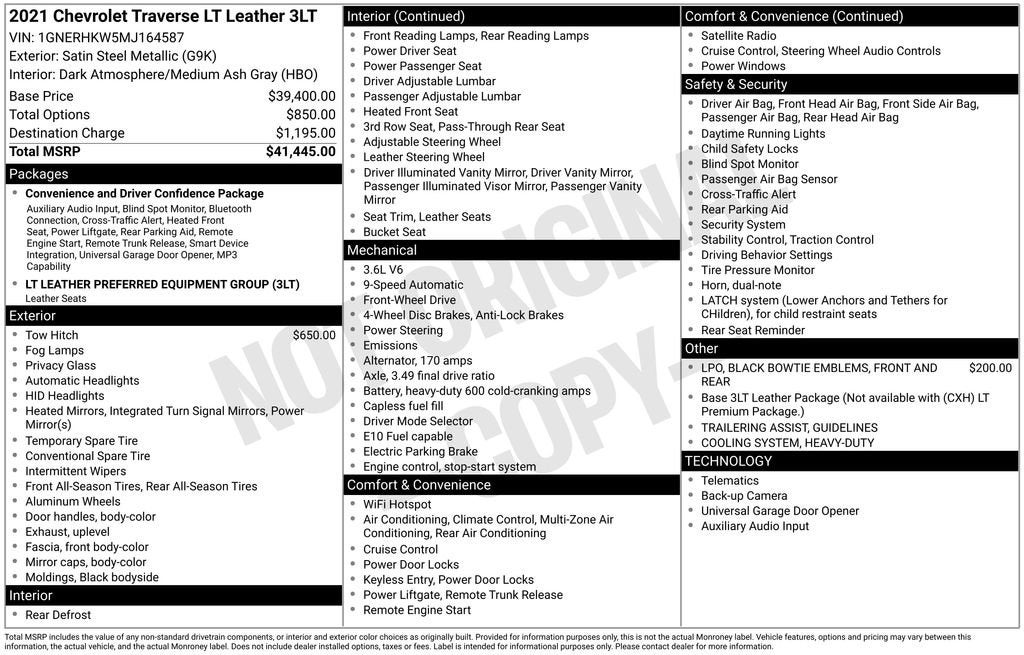 2021 Chevrolet Traverse LT Leather