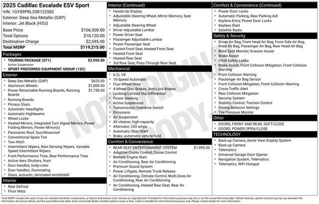 2025 Cadillac Escalade ESV 4WD Sport