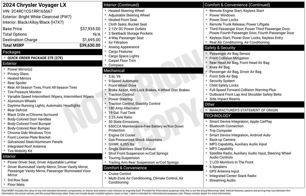 2024 Chrysler Voyager LX