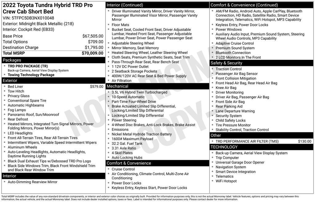 2022 Toyota Tundra 4WD TRD Pro Hybrid