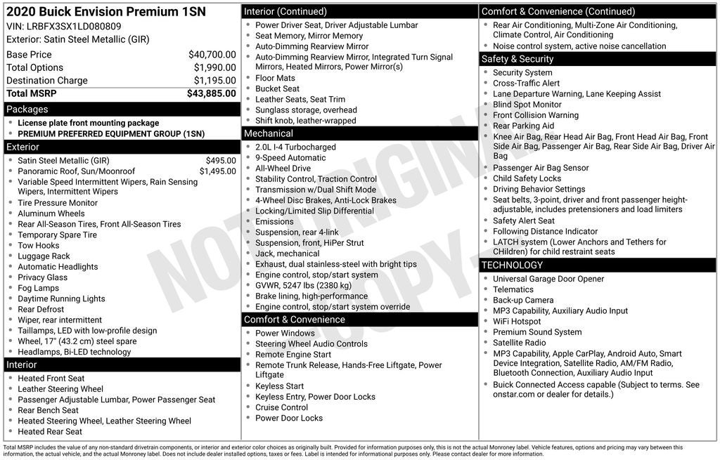 2020 Buick Envision Premium I