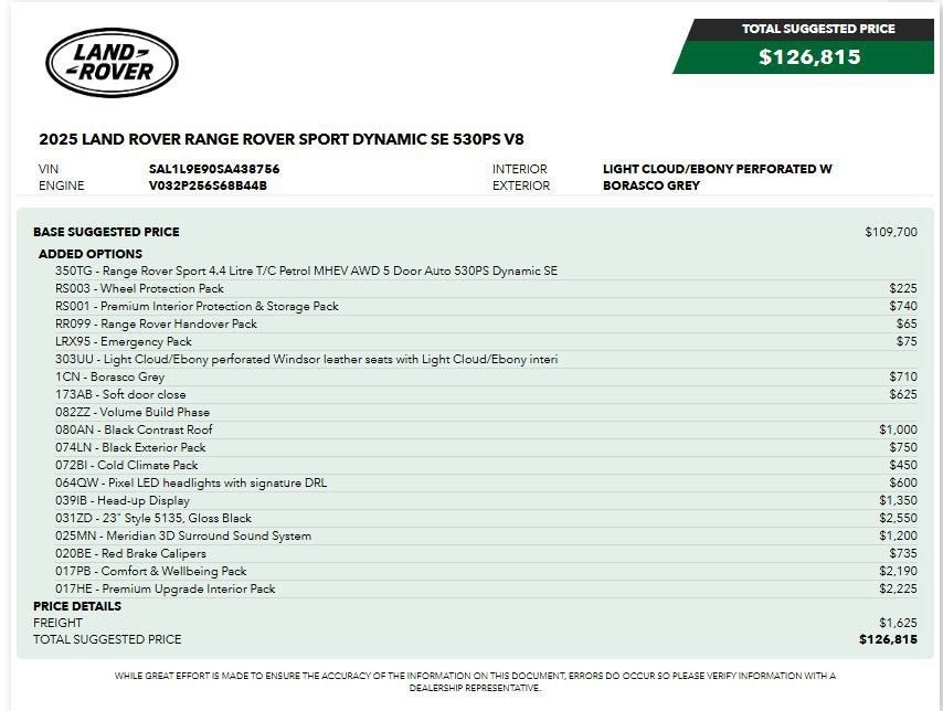 2025 Land Rover Range Rover Sport Dynamic SE